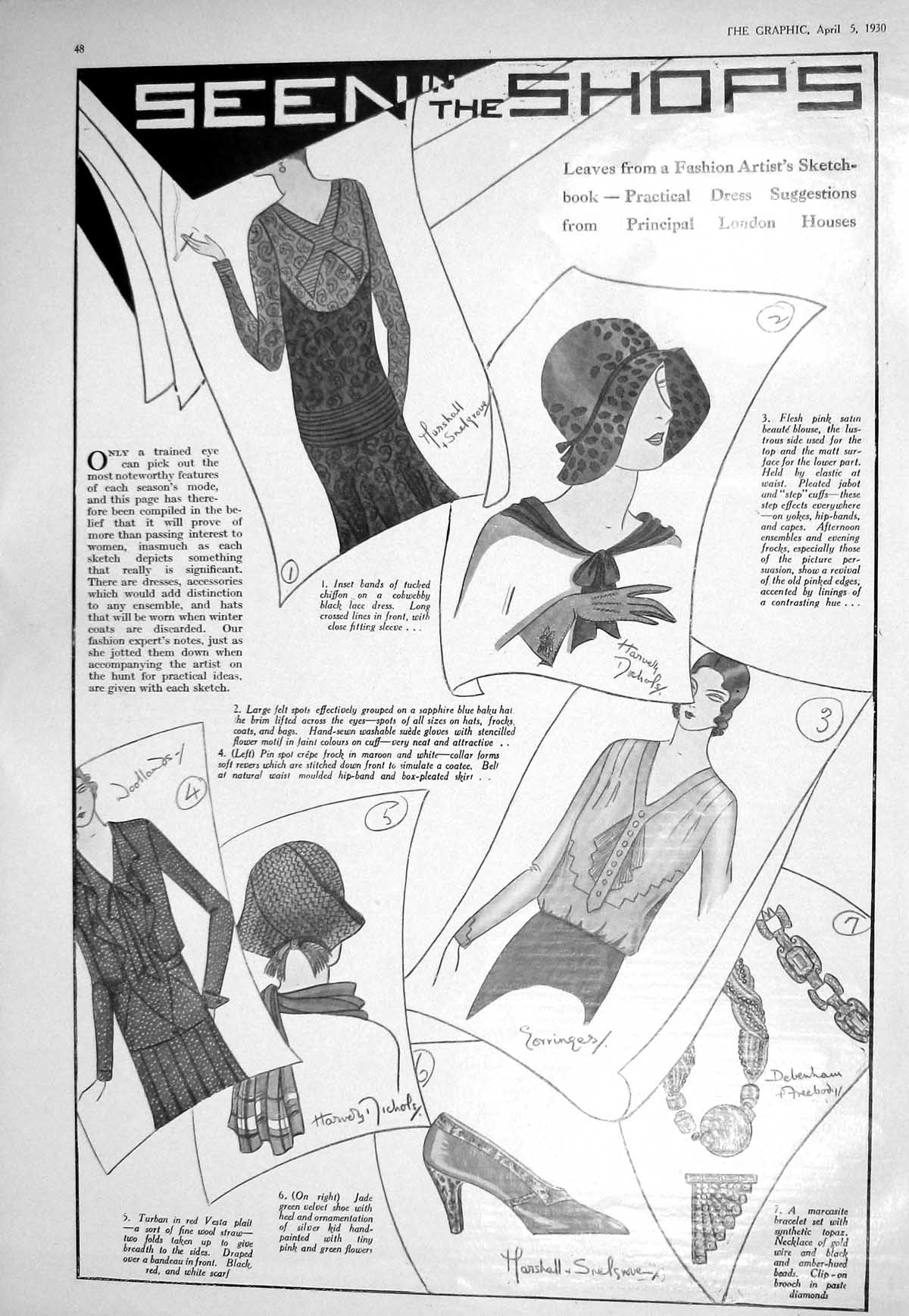 Old 1930 Shopping Fashion Marshall Snelgrove Nichols Holiday Touring 20th