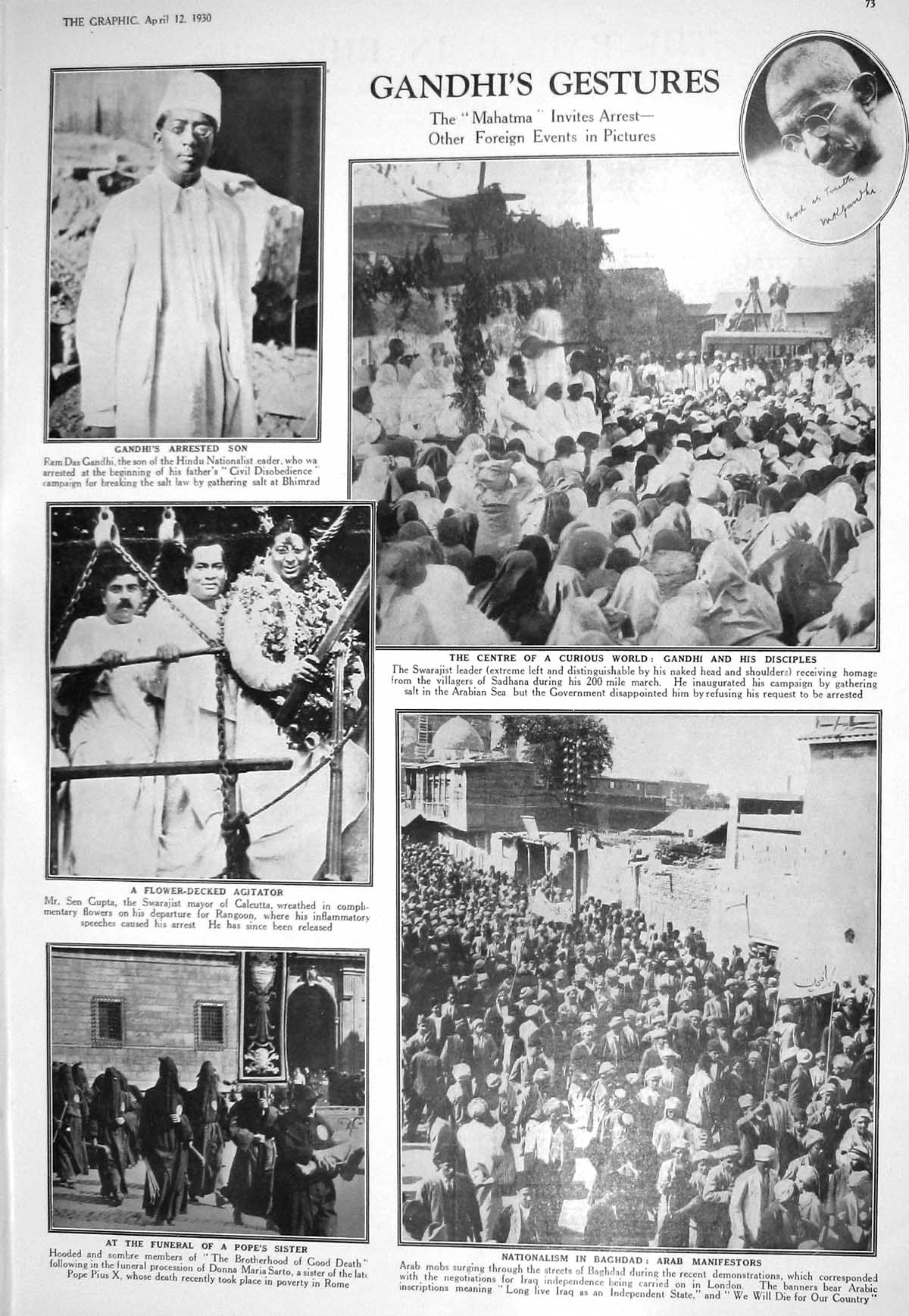 Old 1930 Gandhi Ram Das Sen Gupta Baghdad Arab Funeral Donna Sarto Lo 20th