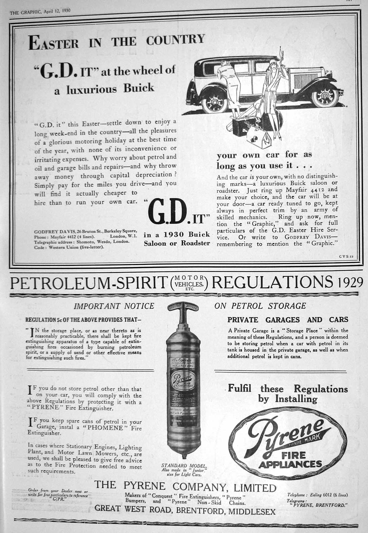 Old 1930 Godfrey Davis Motor Car Pyrene Fire Appliances Railway Union 20th