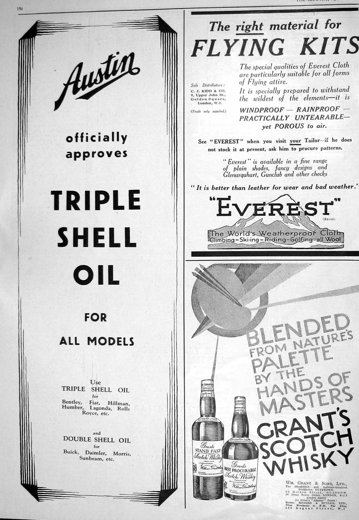 Old 1930 Grant'S Scotch Whiky Austin Triple Shell Oil Everest Clothin 20th