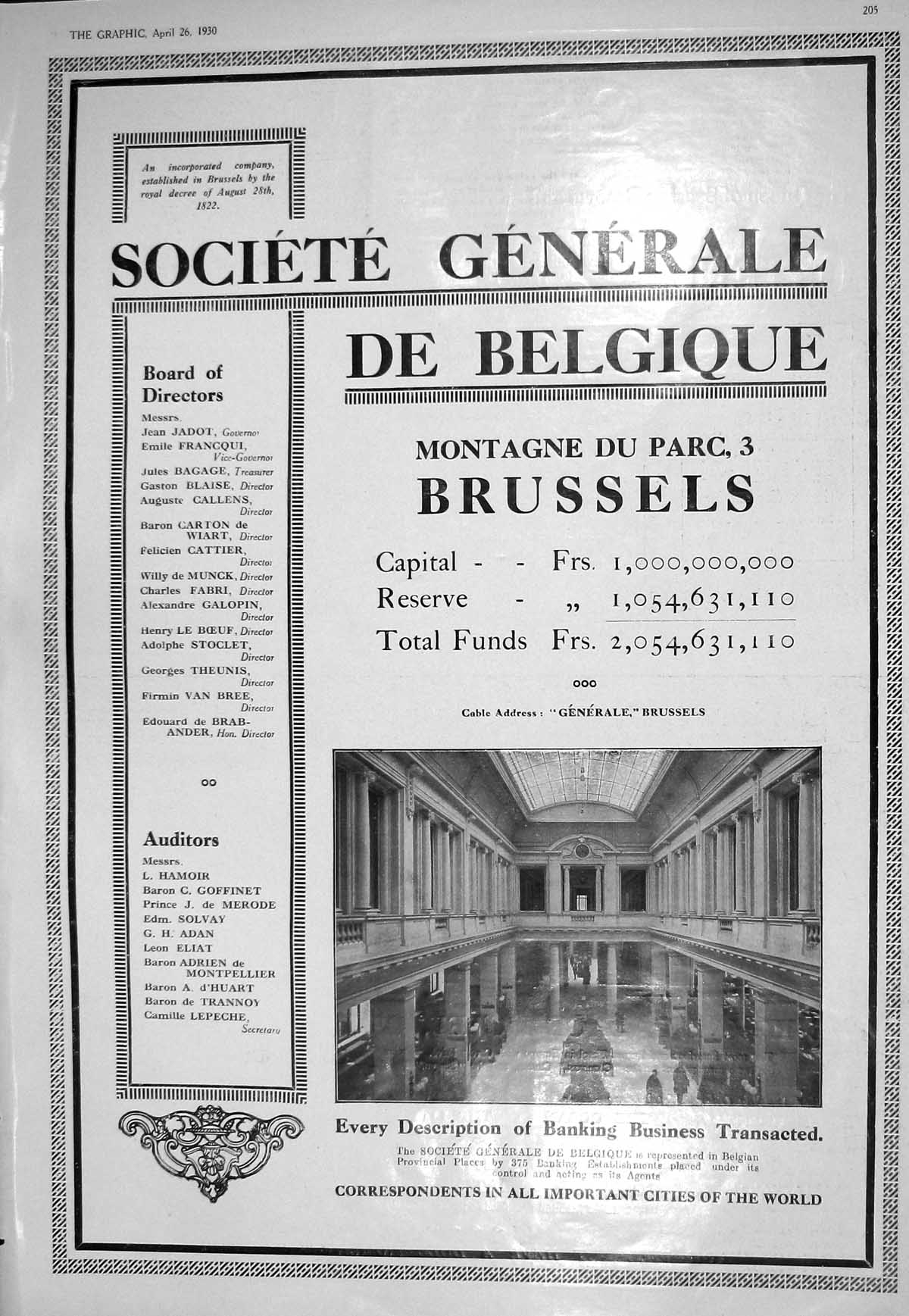 Old 1930 Bank Brussels Montagne Du Parc Ostend Kursaal Royal Palace H 20th