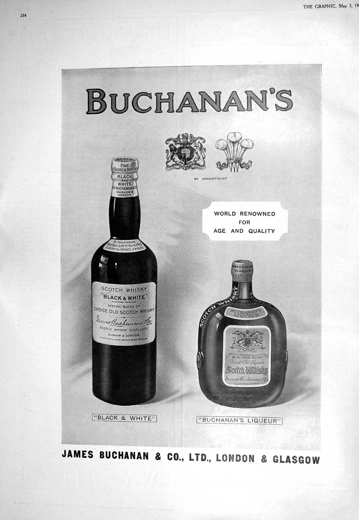 Old 1930 James Buchanan Scotch Whisky Peter Robinson Swan Edgar Trave 20th