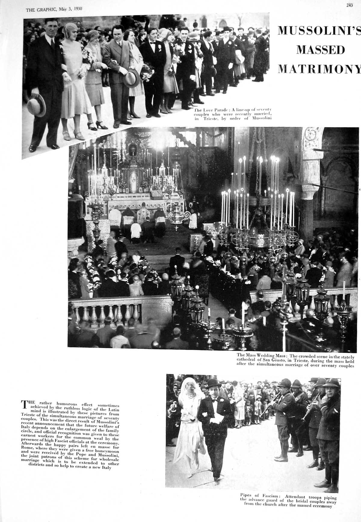Old 1930 Wedding Trieste Mussolini Cathedral San Giusto Ladies Fashio 20th