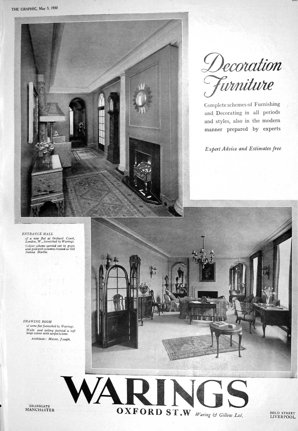 Old 1930 Waring Gillow Furniture Riley Cylinder Deauville Saloon Moto 20th