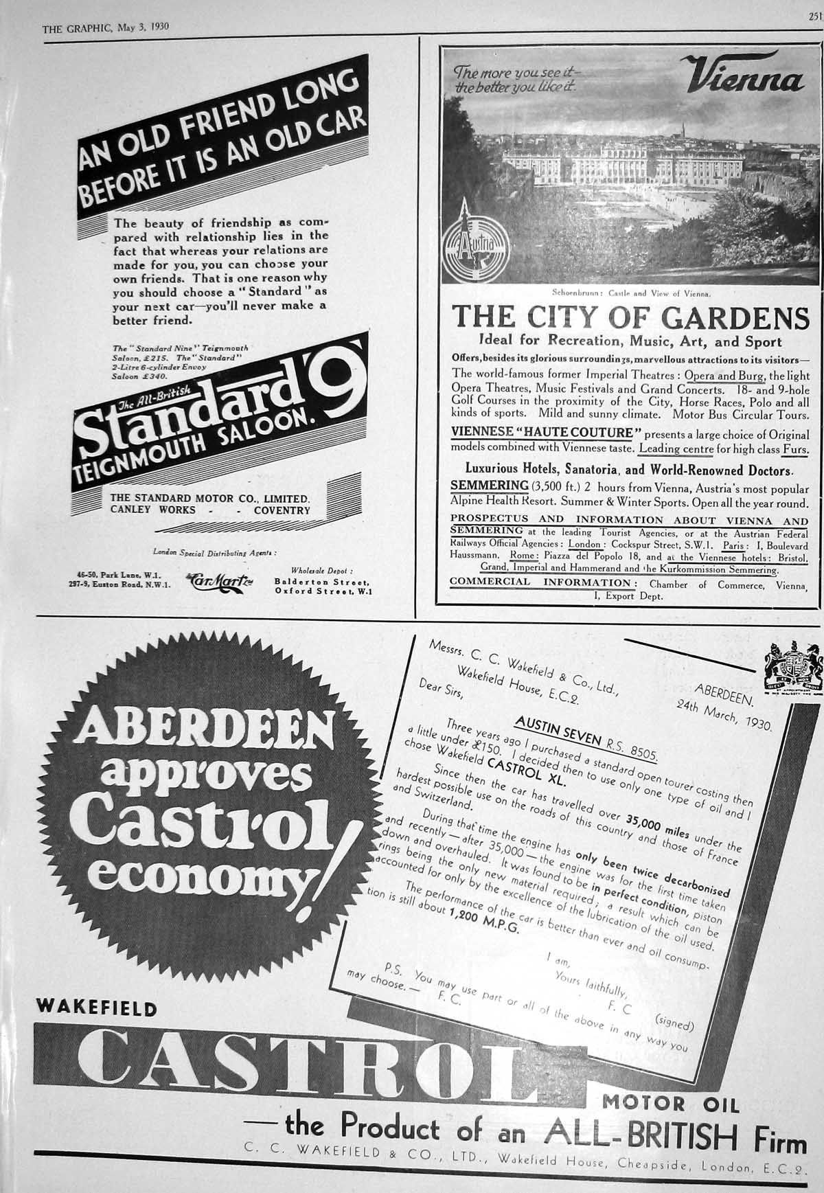 Old 1930 Gardens Vienna Castrol Motor Oil Pears Canada Lincolnshire R 20th