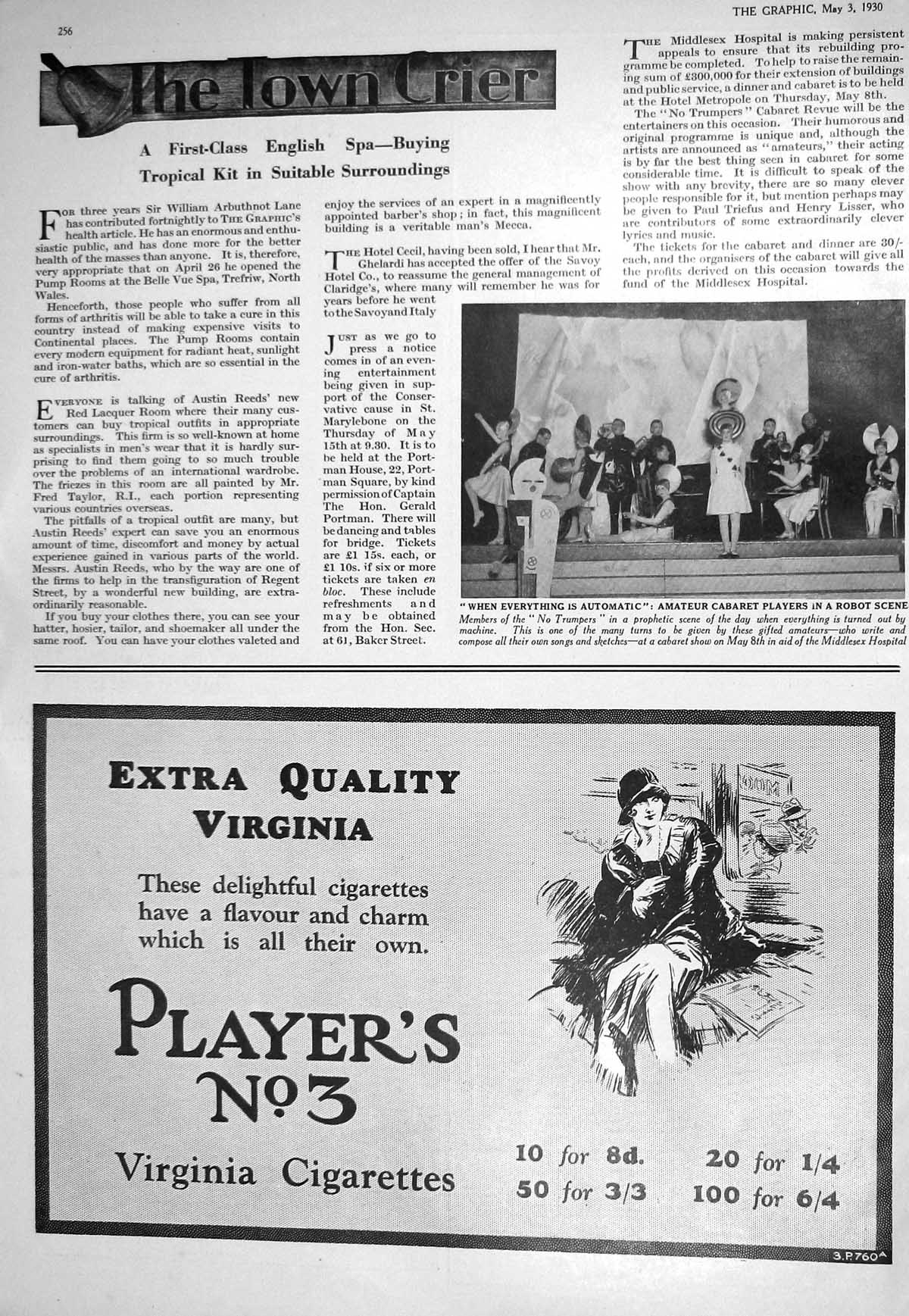 Old 1930 Players Virginia Cigarettes No Trumpers Cabaret Moss Bross C 20th