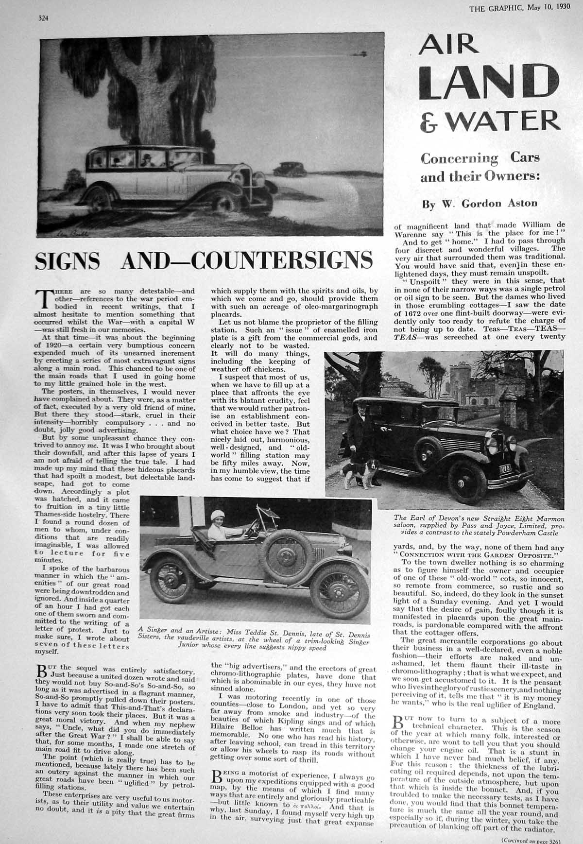 Old 1930 Earl Devon Marmon Saloon Teddie Dennis Argosy Air-Liner Pari 20th