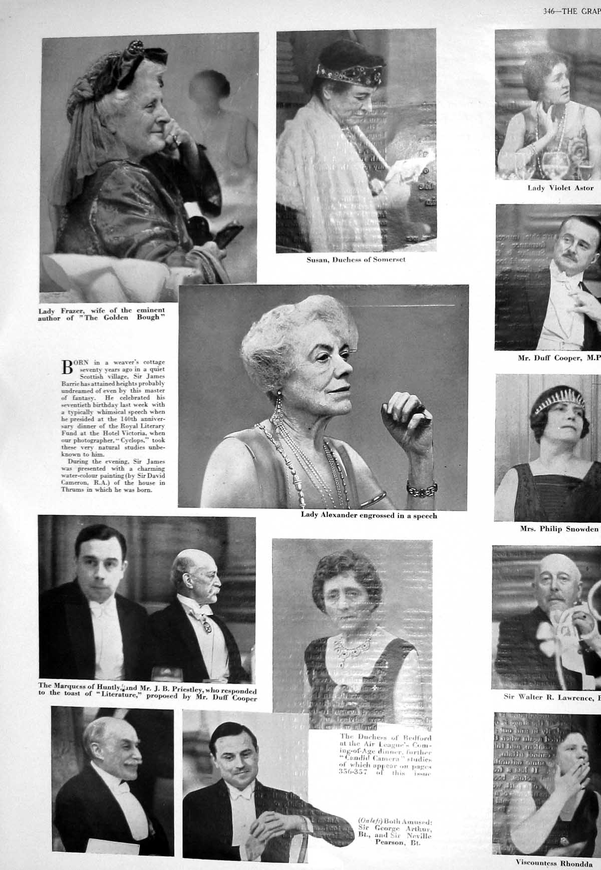 Old 1930 Literary Fund Dinner Barrie Frazer Grosvenor Astor Earl Wemy 20th
