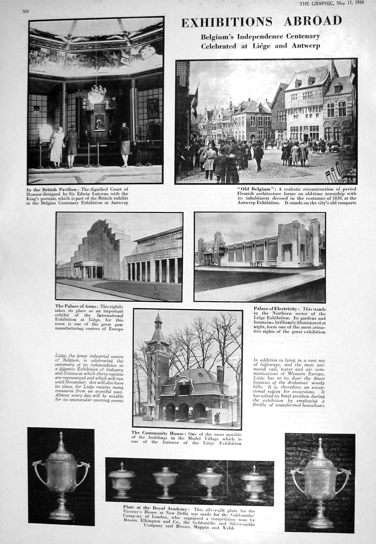Old Print 1930 Belgium Antwerp Liege Exhibition Gmsith Robert Eveline Lo 20th