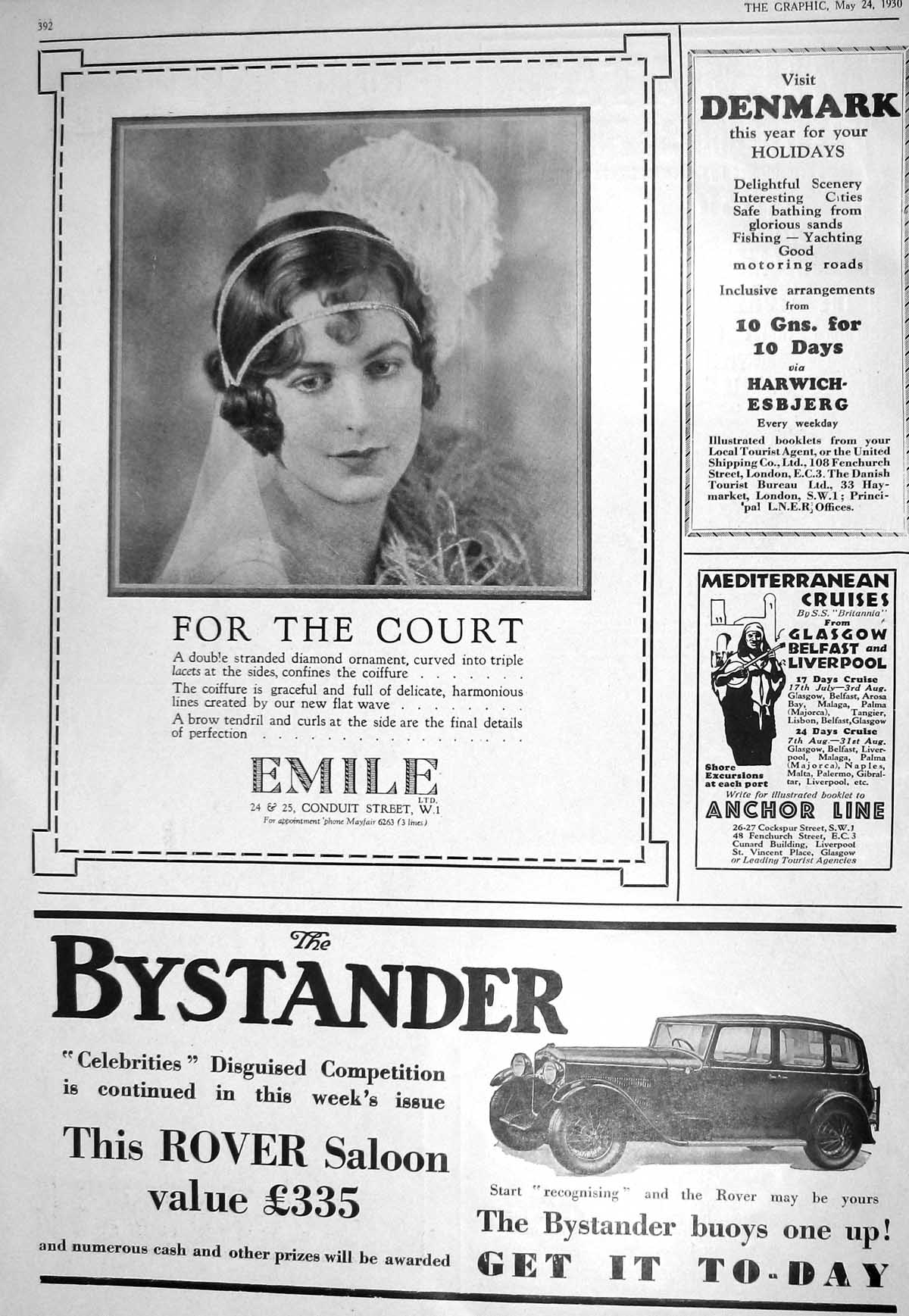 Old 1930 Emile Bystander Rover Motor Car Stetson Hats Gorringes Trico 20th
