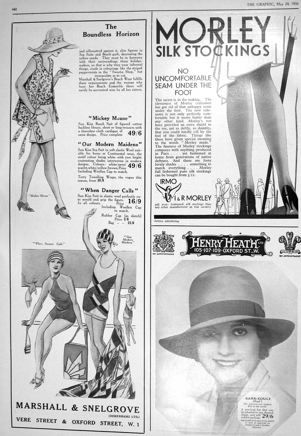 Old 1930 Morley Stockings Marshall Snelgrove Henry Heath Debenham Gas 20th