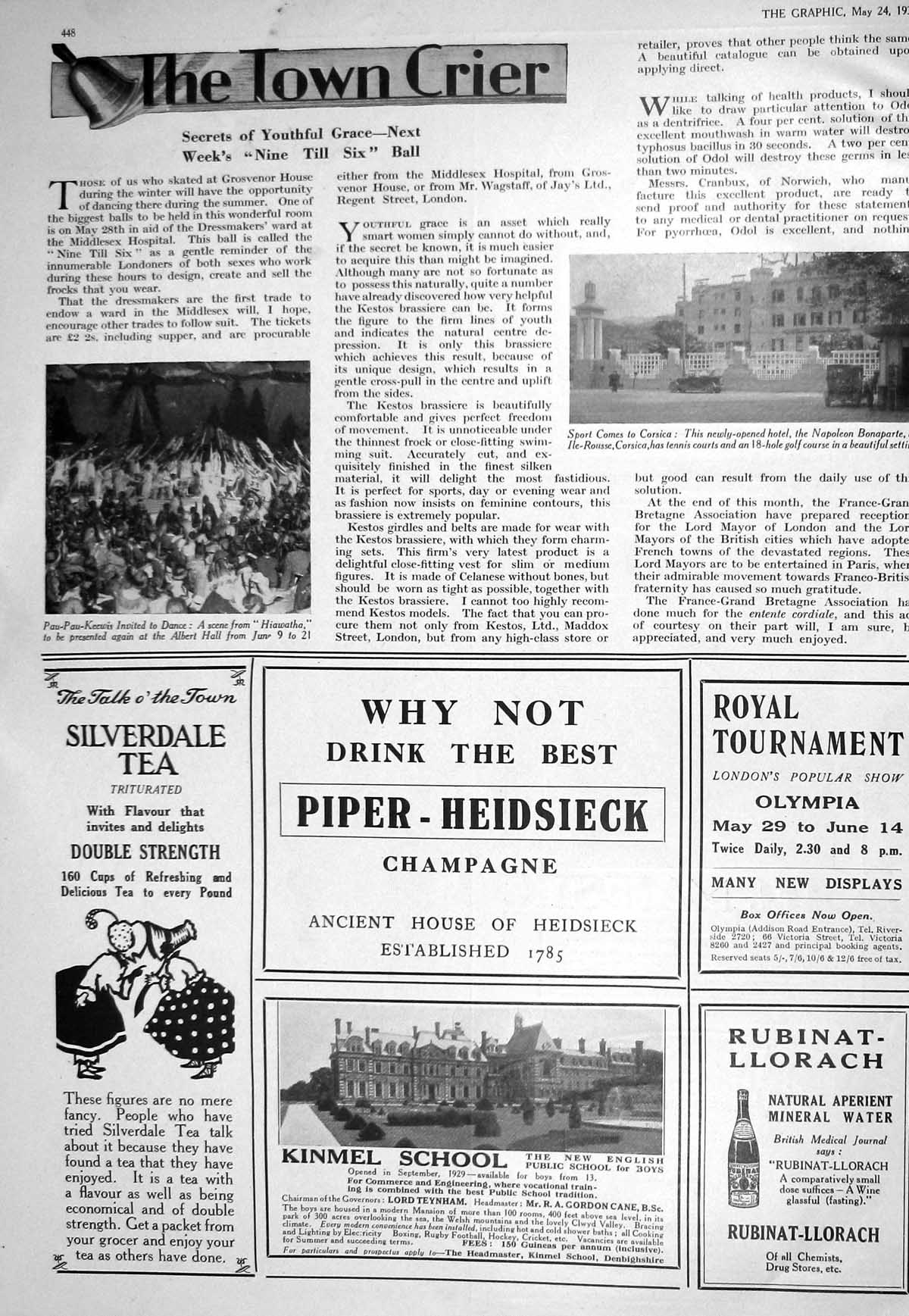 Old 1930 Kinmel School Champagne Pau-Pau-Keewis Corsica Hotel Scotlan 20th