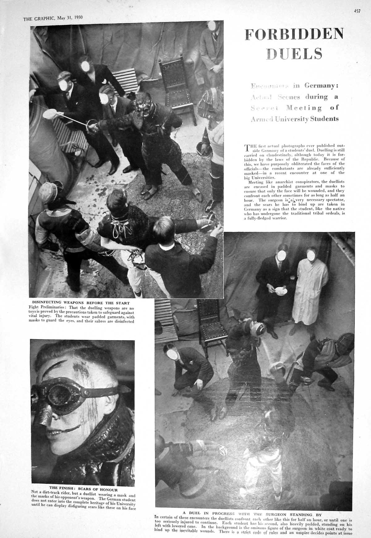 Old 1930 Germany University Students Surgeon Duellist King'S Birthday 20th