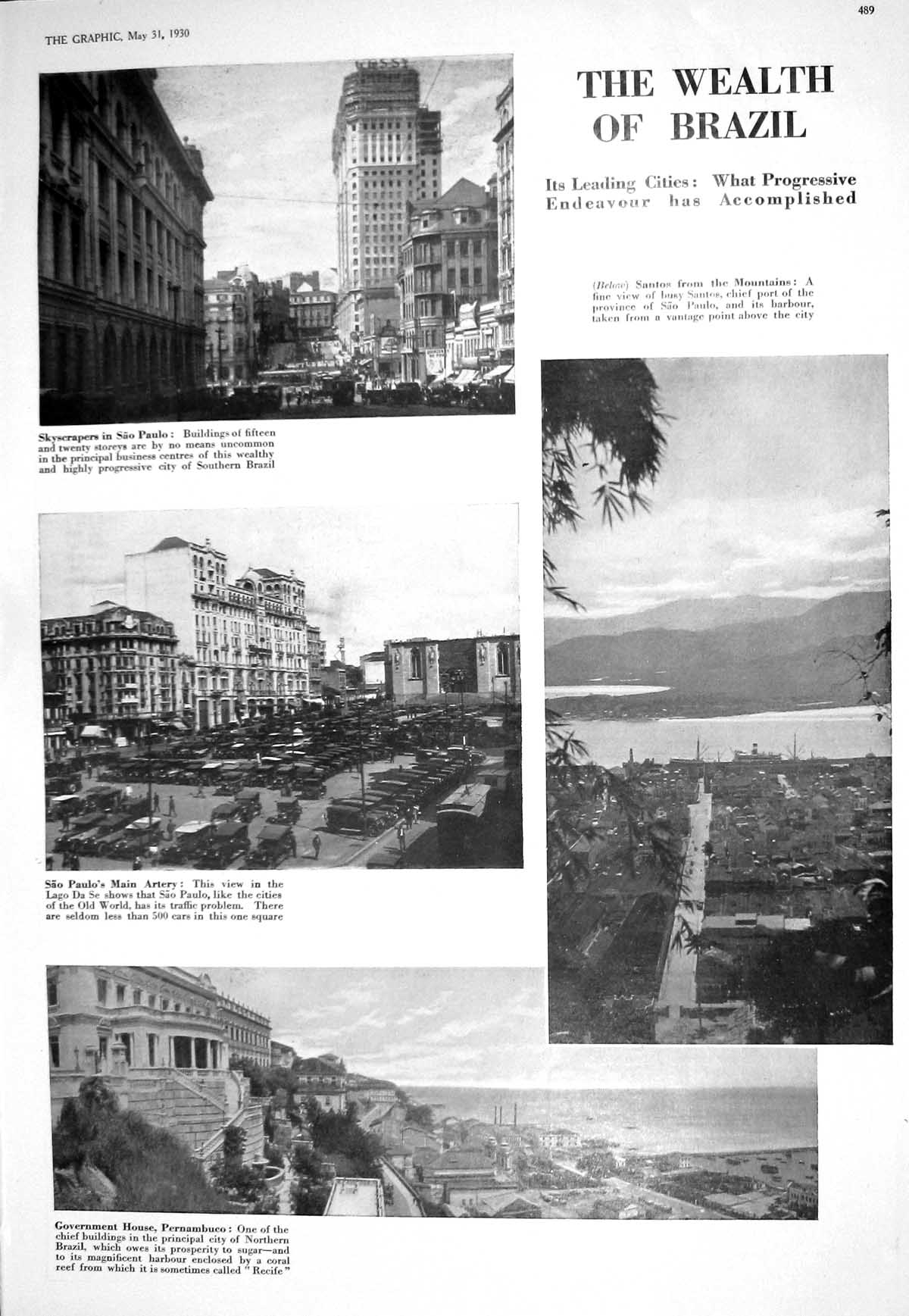 Old 1930 Brazil Sao Paulo Government House Pernambuco Rio De Janeiro 20th