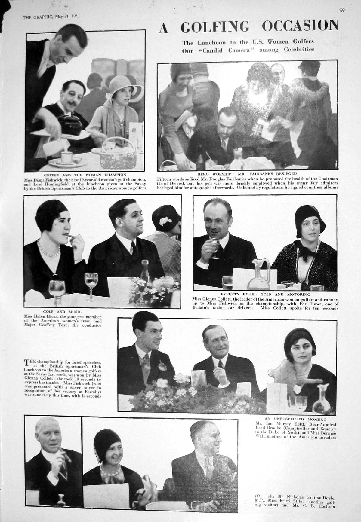 Old 1930 Golf Collett Fishwick Gratan-Doyle Hicks Cronje Moissi Theat 20th