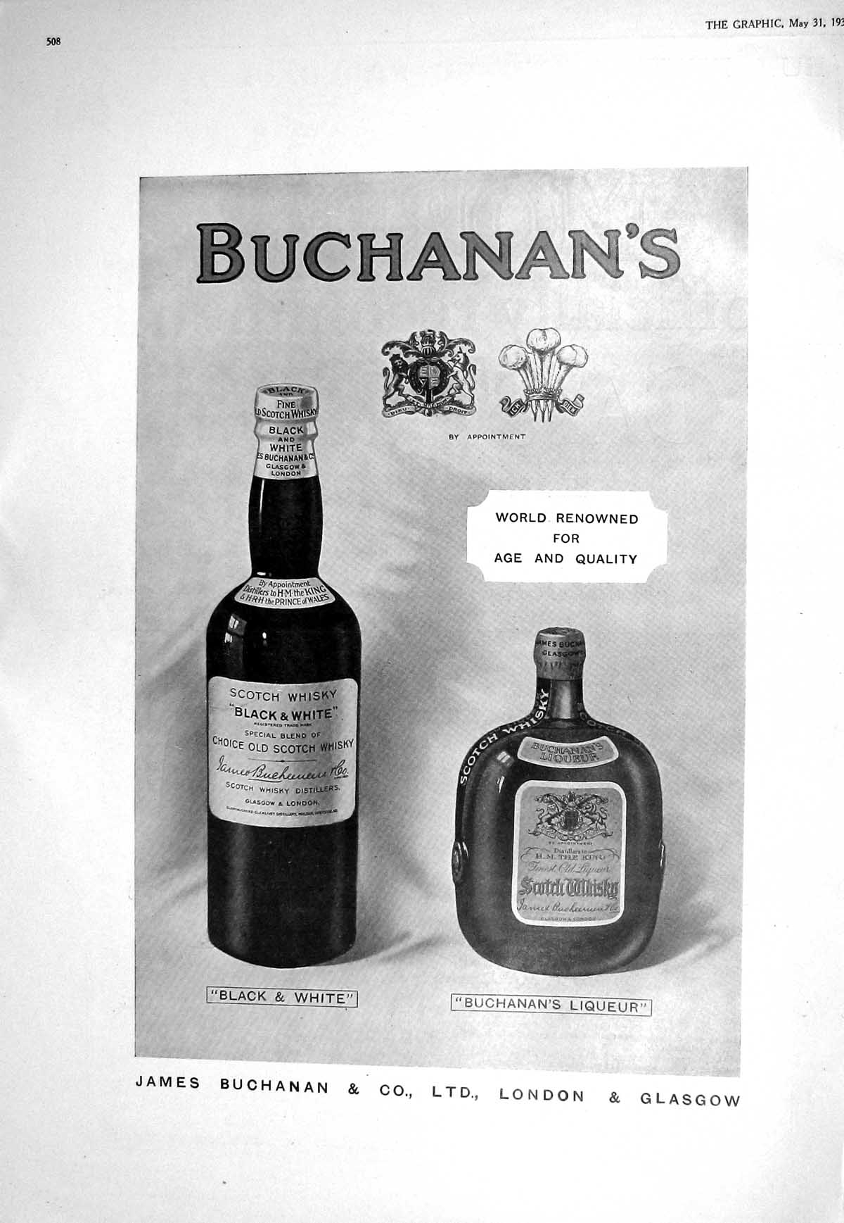 Old 1930 James Buchanan Black White Scotch Whisky Riley Motor Car Cas 20th