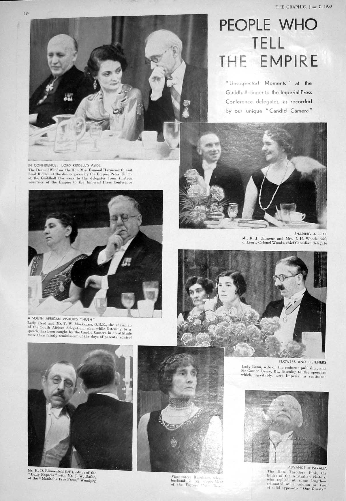 Old 1930 Lord Riddell Lady Reed Blumenfeld Burnahm Fink Benn Prince E 20th