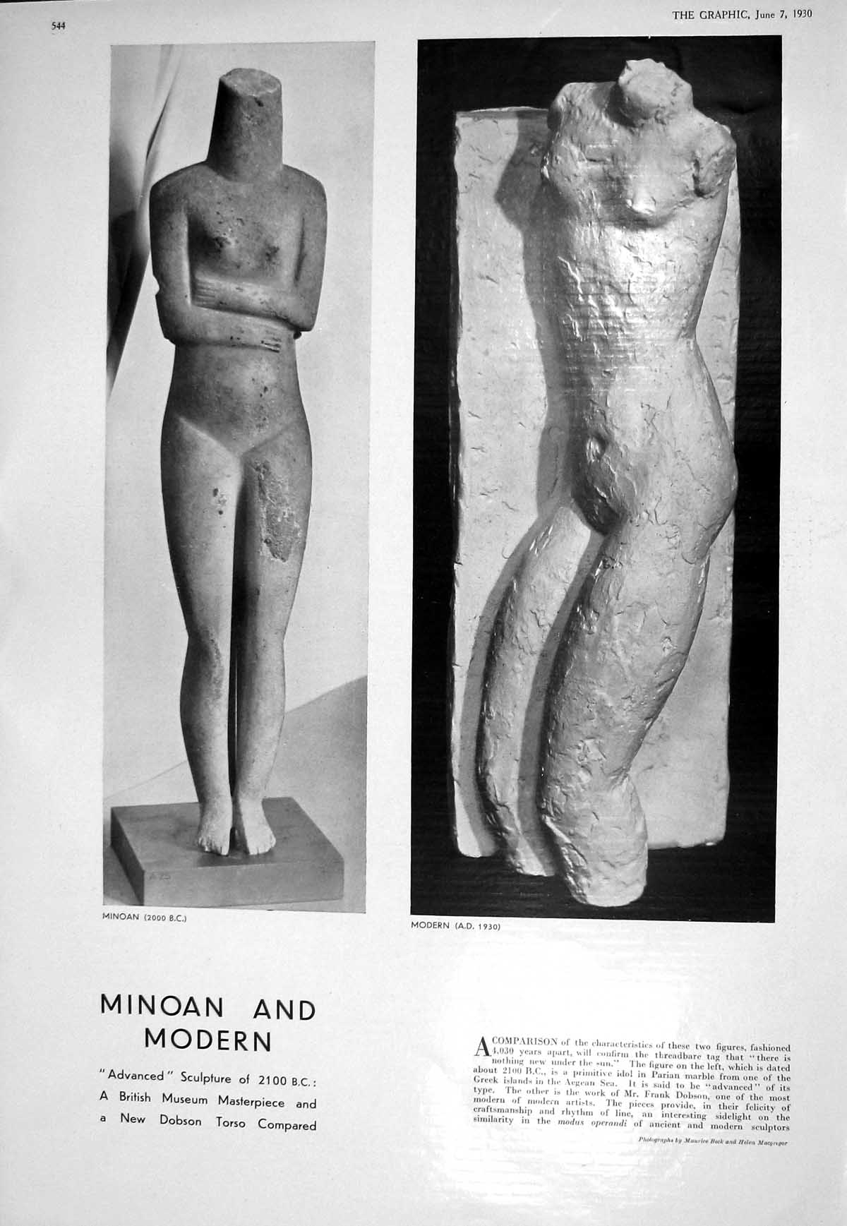 Old 1930 Sculpture Minoan Modern Dobson Torso Ship Way Cape Horn Vill 20th