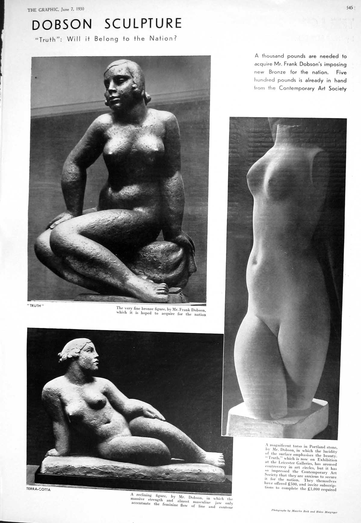 Old 1930 Dobson Sculpture Terracotta Paul Robinson Othello Desdemona 20th