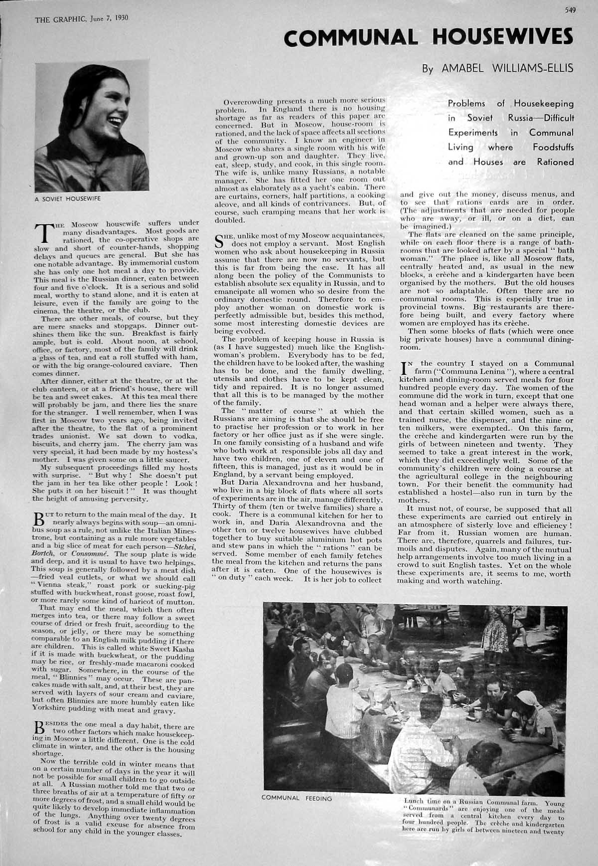 Old 1930 Russia Housewife Communal Farm Meal China Refugees Cargo Boa 20th