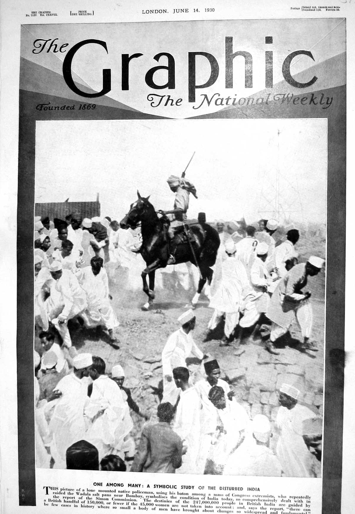 Old 1930 India Mounted Native Policeman Horse Congress Extremists Wad 20th