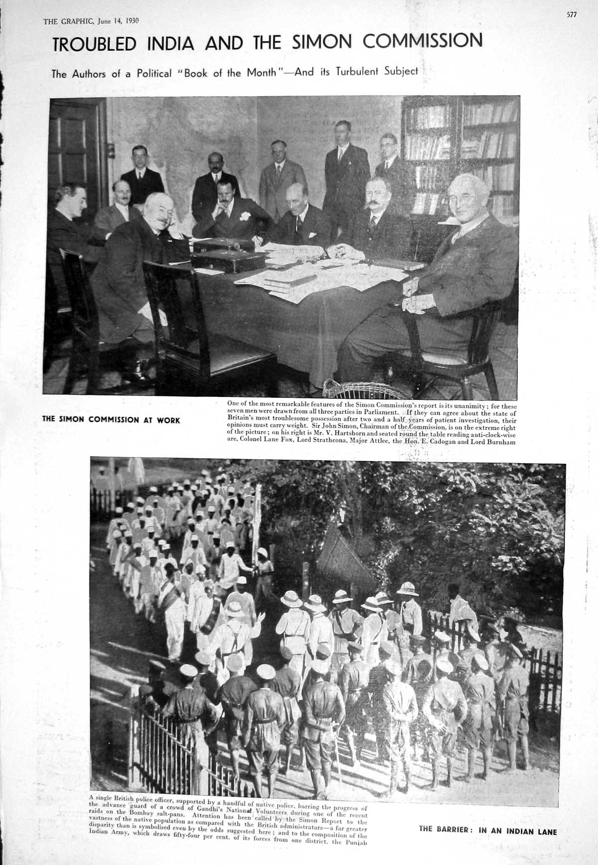 Old 1930 Simon Commission India Hartshorn Cadogan Lord Burnham Lane F 20th