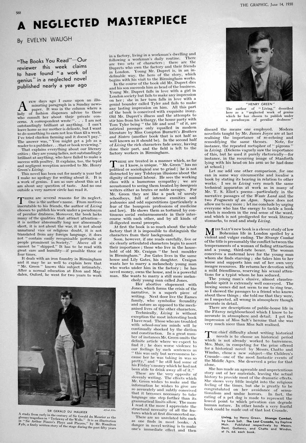 Old 1930 Henry Green Author Gerald Du Maurier Actor Kabul Marching So 20th