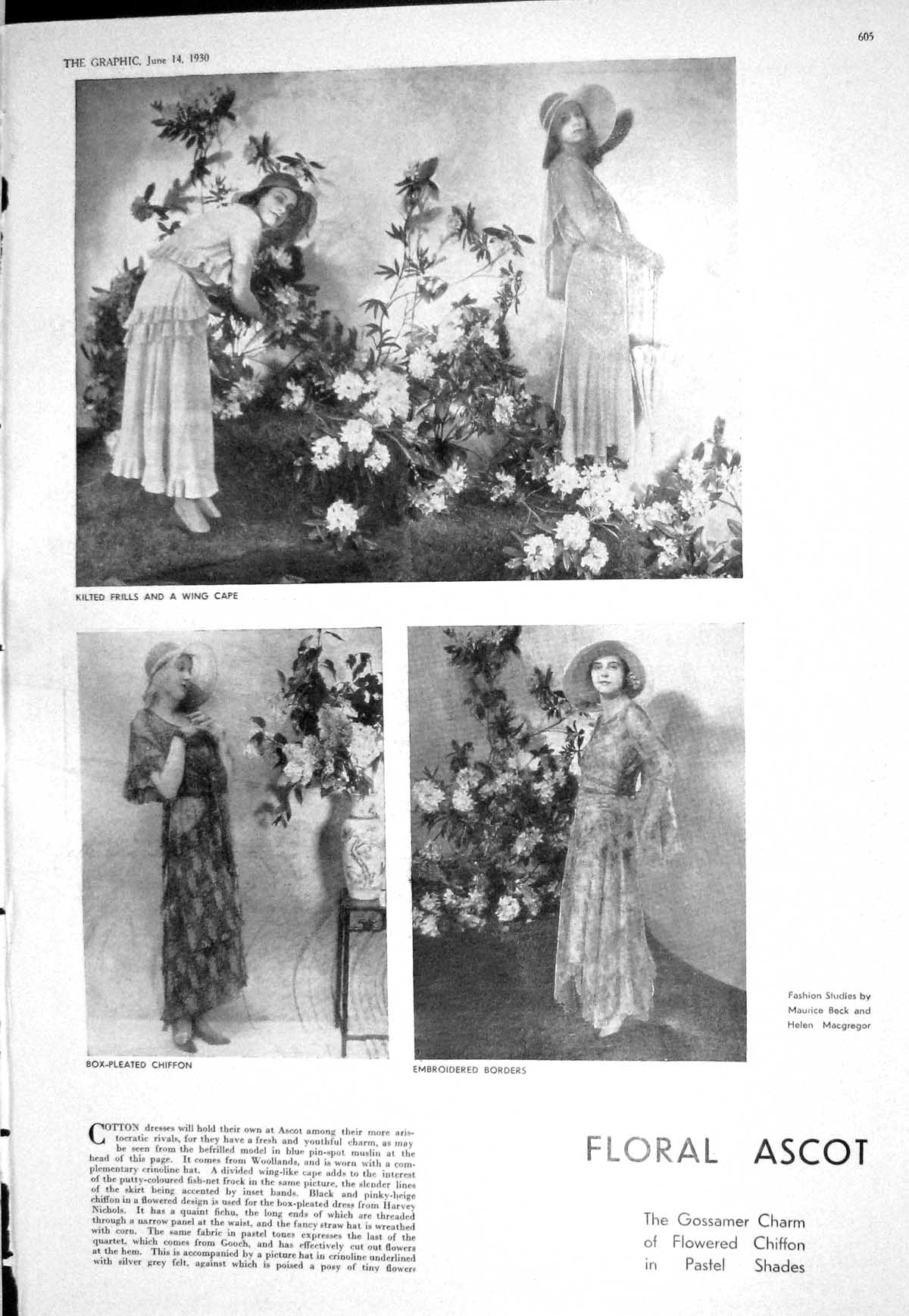 Old 1930 Floral Ascot Fashion Flowers Motor Car Henly Frank Hough Roy 20th