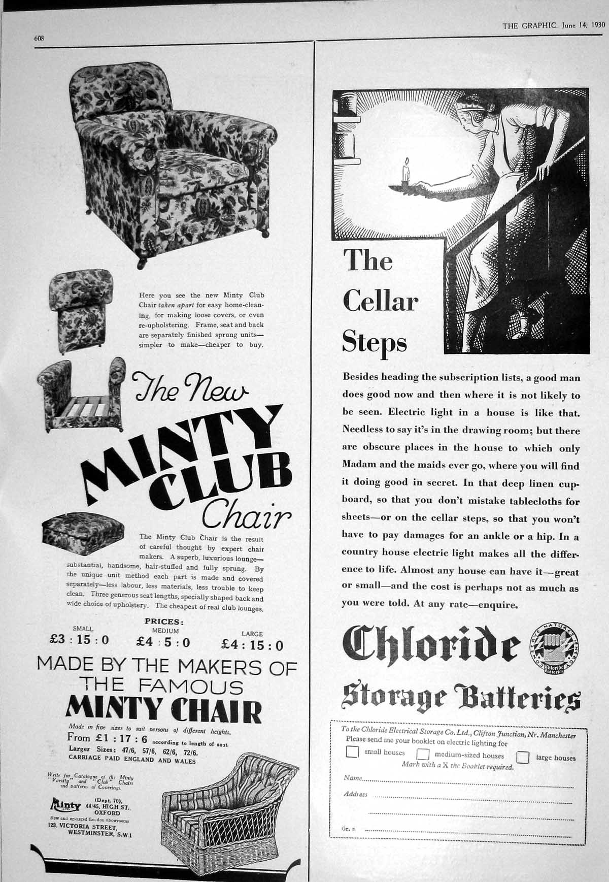 Old 1930 Minty Club Chair Chloride Storage Batteries Riley Motor Car 20th
