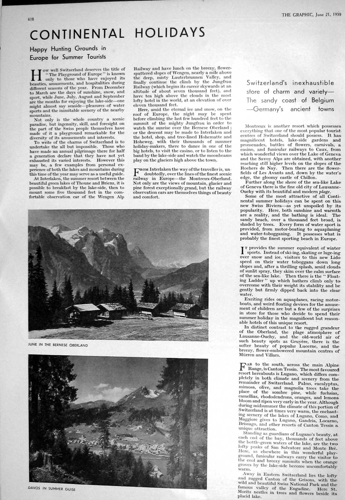 Old 1930 Bernese Oberland Davos Summer Mountains Studd Millington Ste 20th
