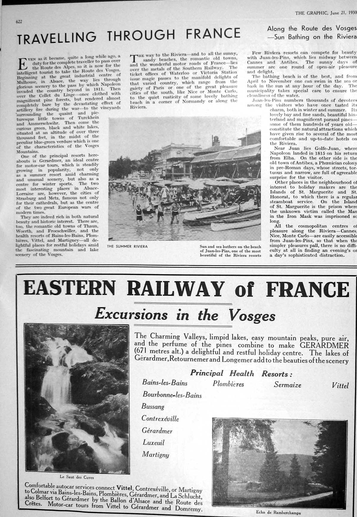 Old 1930 Summer Riviera France Railway Vosges Vienna Luxembourg Couro 20th