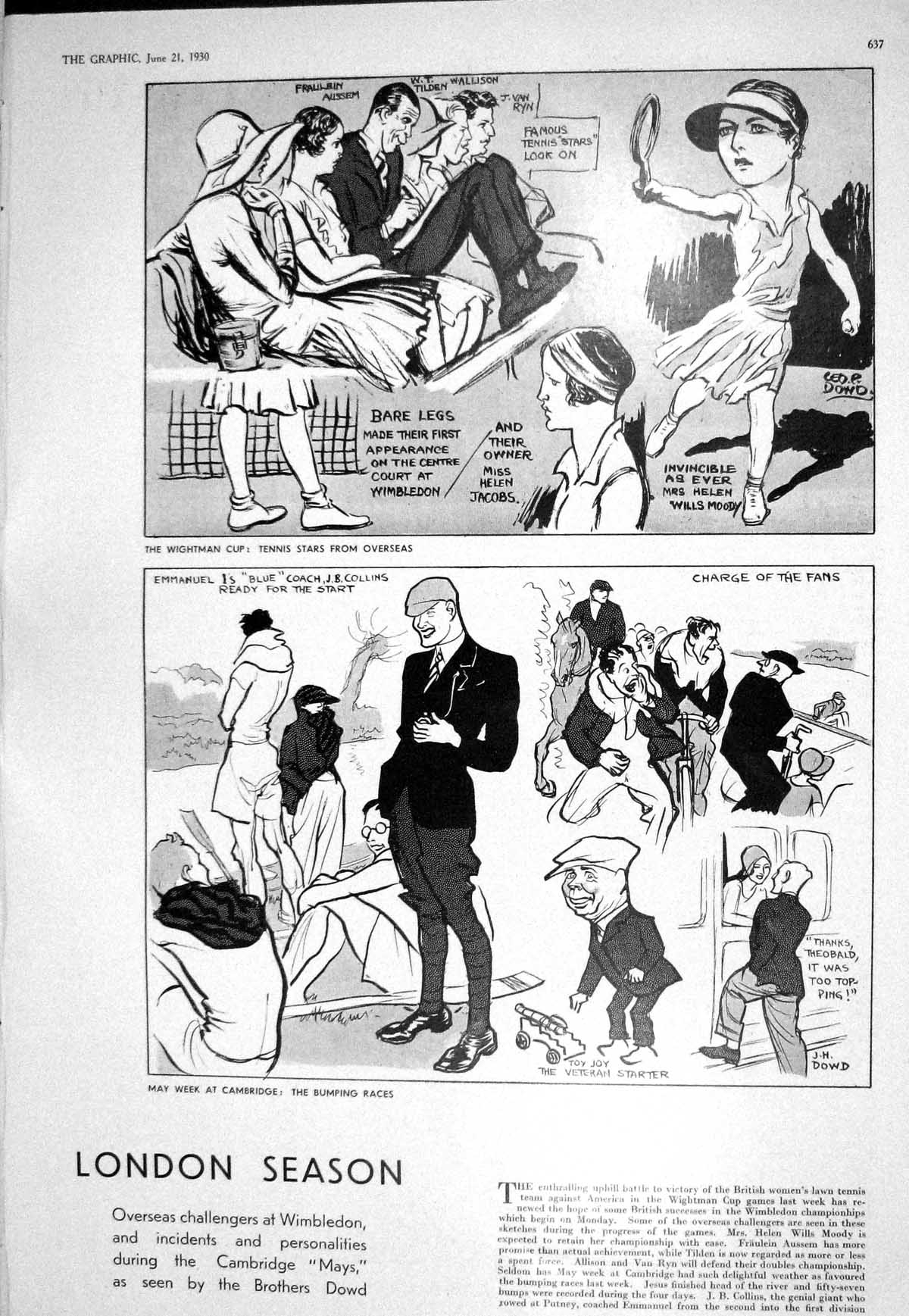 Old 1930 Wimbledon Moody Jacobs Cambridge Bumping Races Godfree Watso 20th