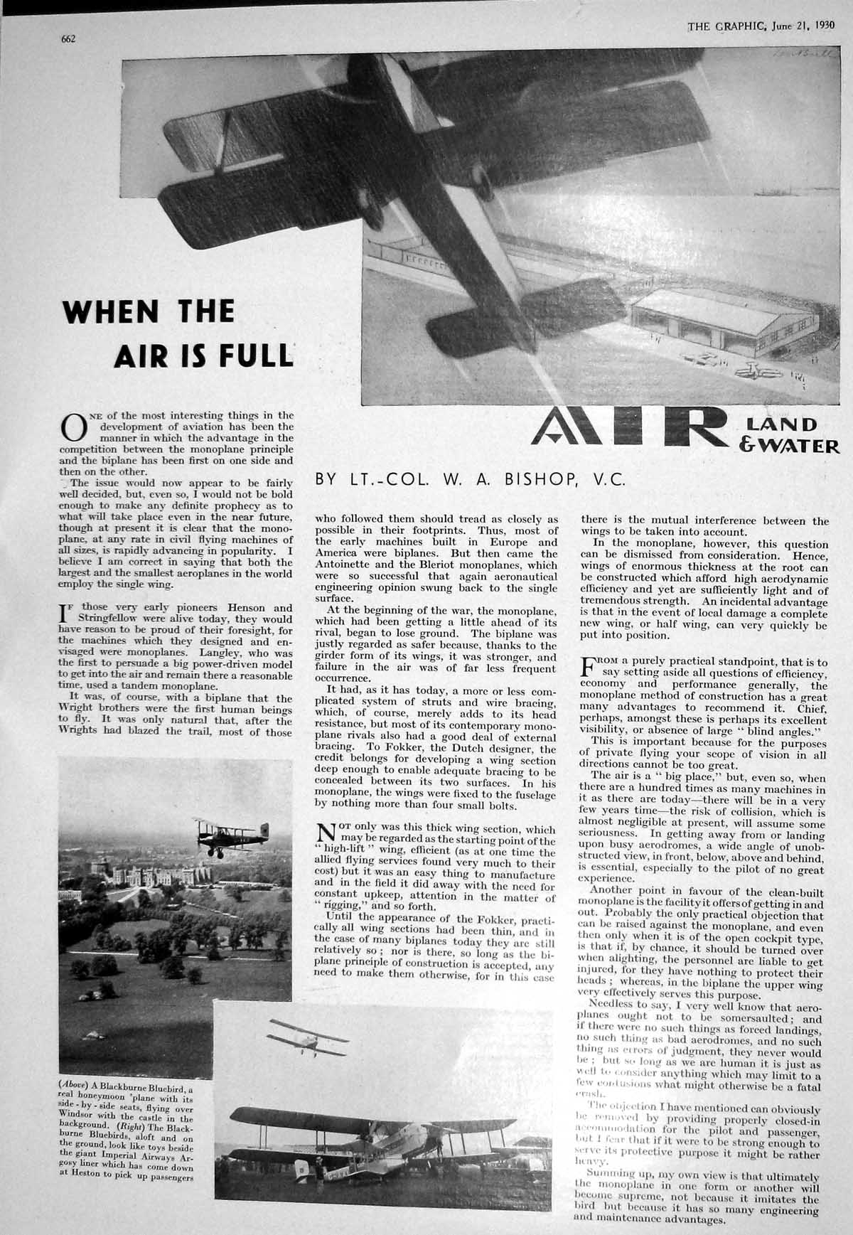 Old 1930 Aeroplane Blackburne Bluebird Windsor Imperial Airways Argos 20th