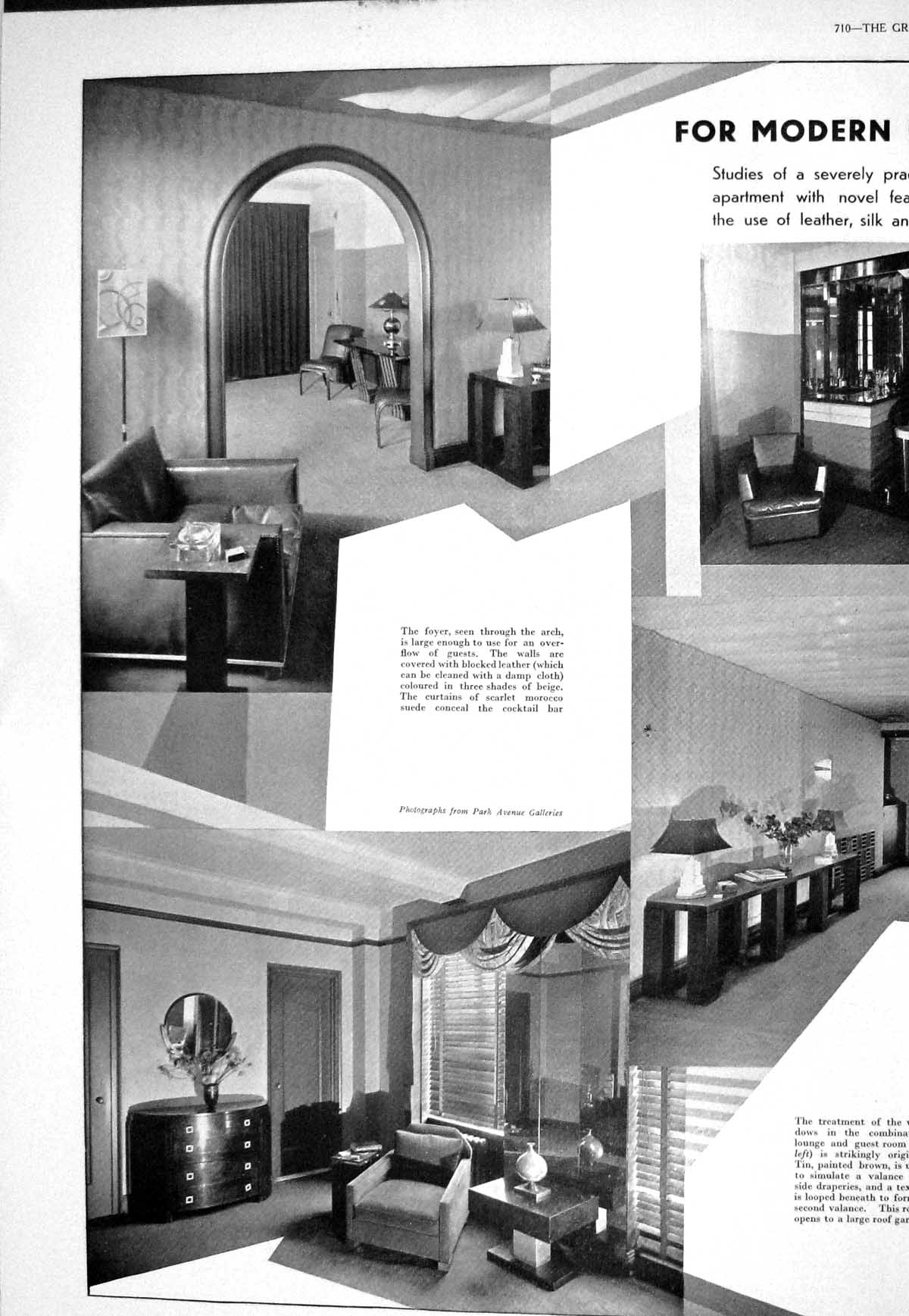 Old Vintage Print 1930 Bachelor House Furniture Leather Silk Photographs 20th