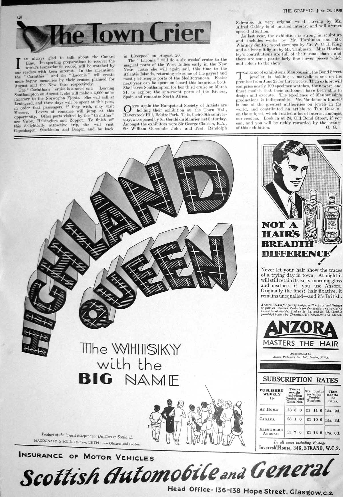 Old 1930 Macdonald Muir Scotch Whisky Anzora Ladies Fashion Holiday K 20th
