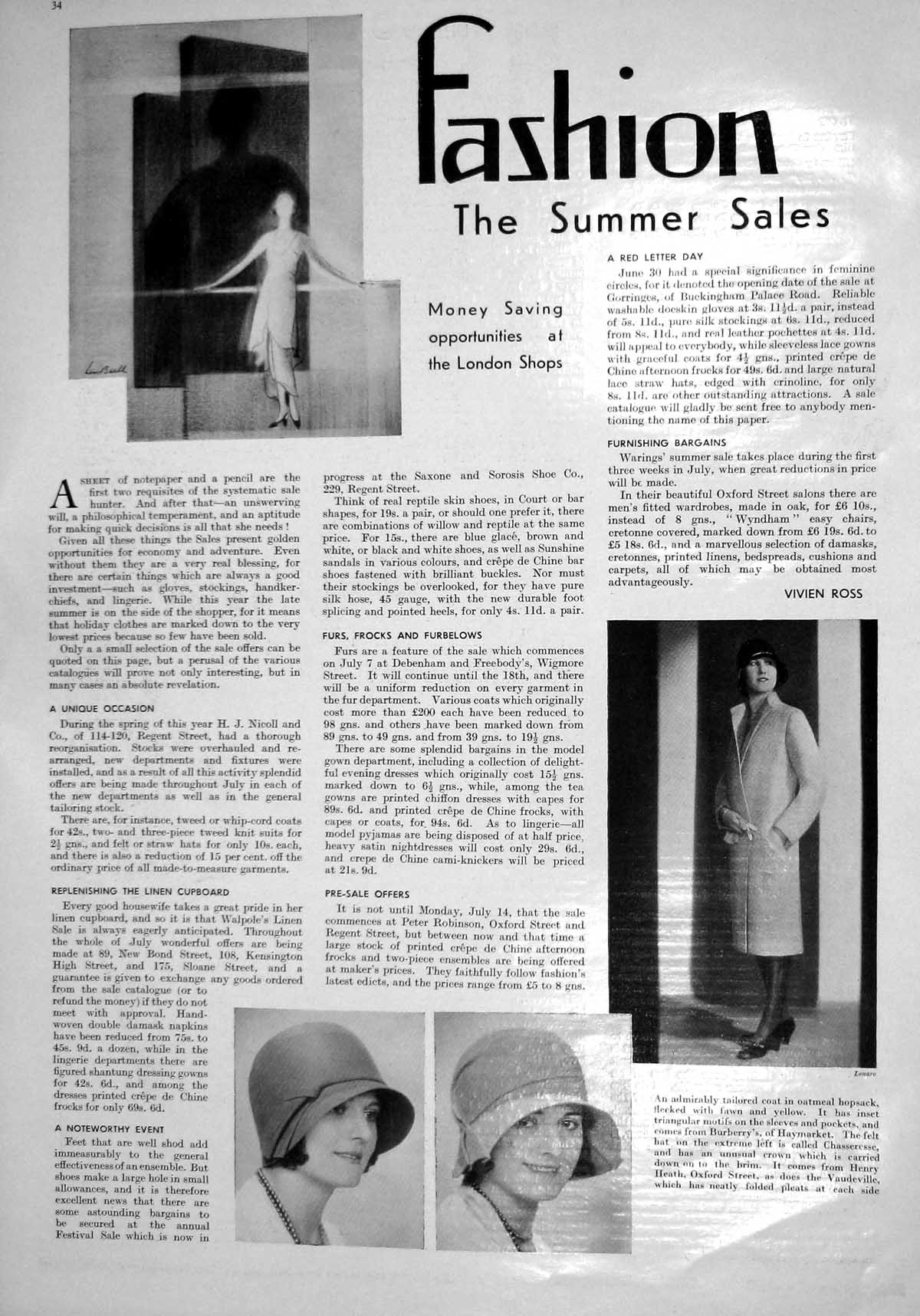 Old 1930 Advertisement Summer Fashion Sales Oatmeal Hopsack Tailored 20th