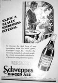 Antique Old Print 1930 Advertisement Schweppes Ginger Ale Tennis Game Sport