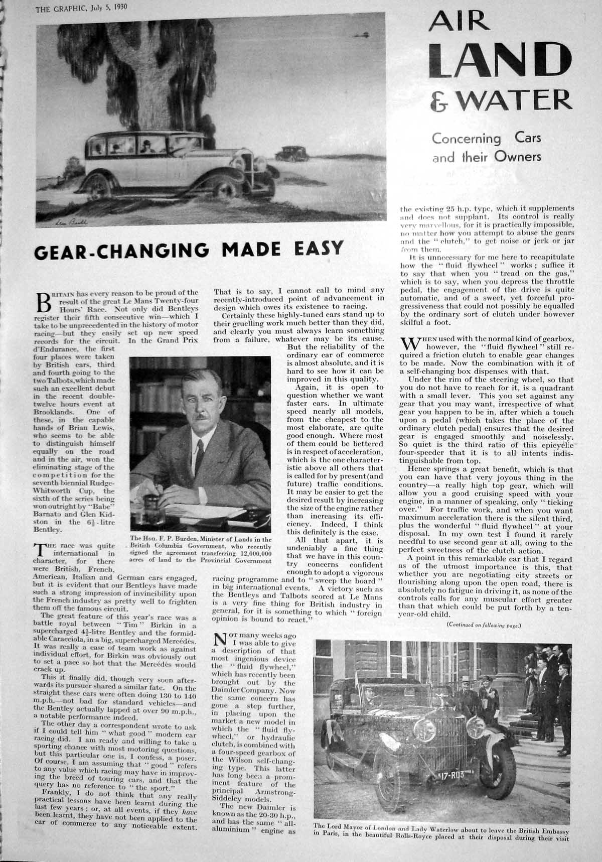 Old 1930 Burden Minister Lands Mayor London Waterlow Rolls Royce Sunb 20th