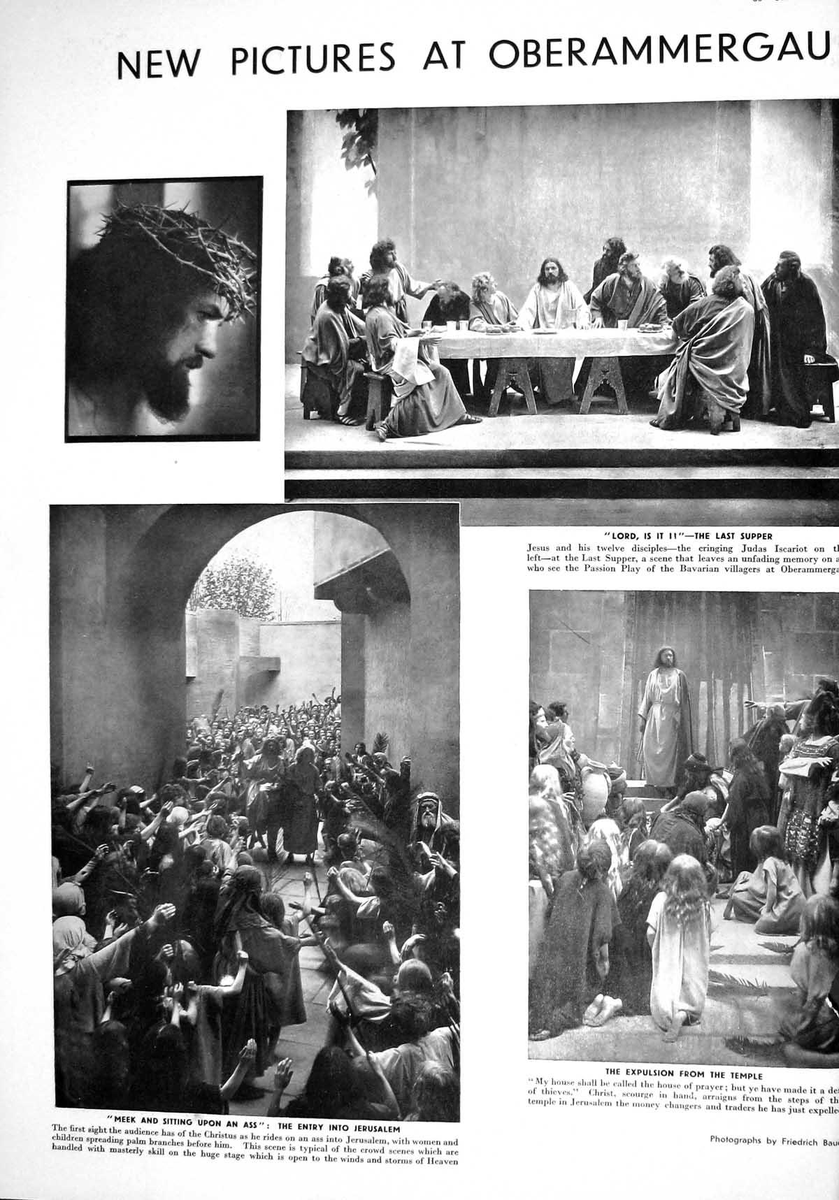 Old 1930 Oberammergau Jerusalem Expulsion Temple Mary Christus Crucif 20th