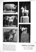 Old 1930 Animals Stone Sculpture Sow Horse Sacred Bull Horse Bull Par 20th