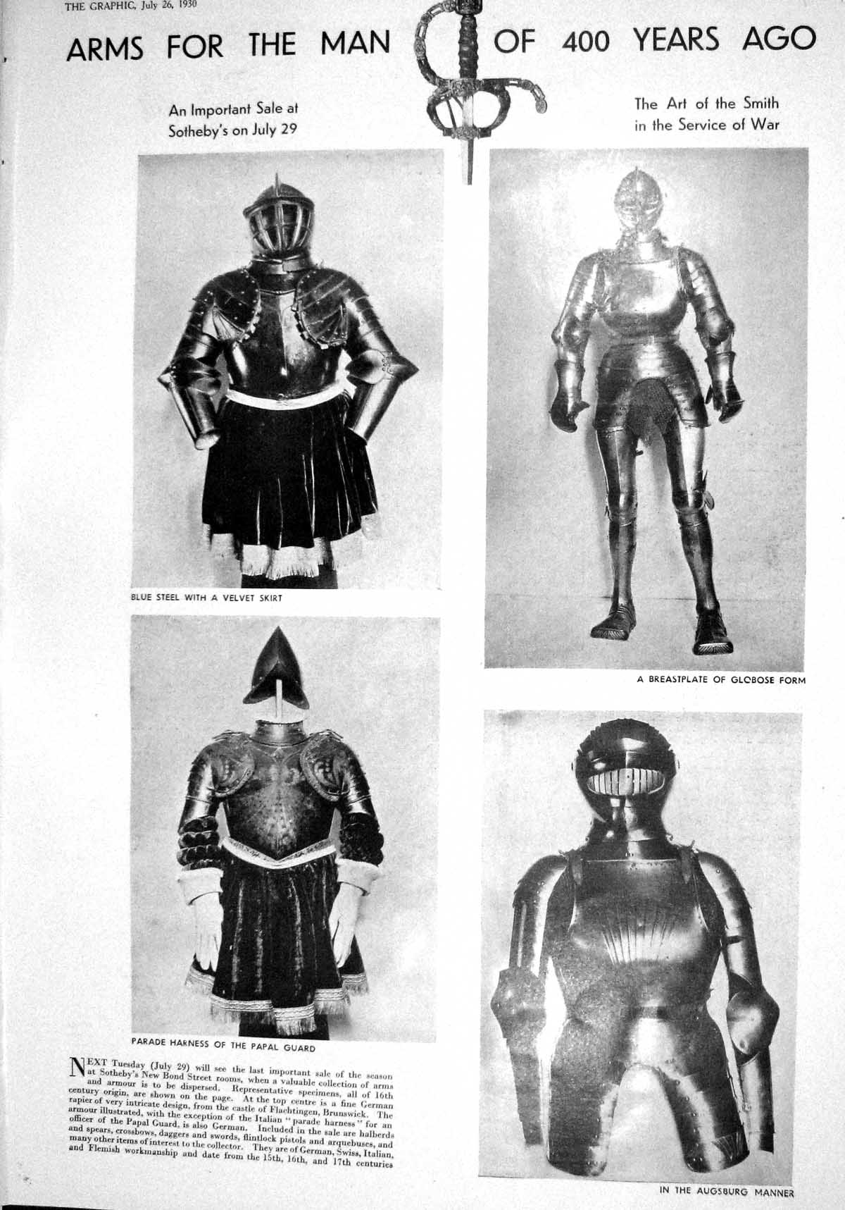 Old 1930 Sotheby'S Blue Steel Augsburg Papal Guard India Rubber Tyre 20th