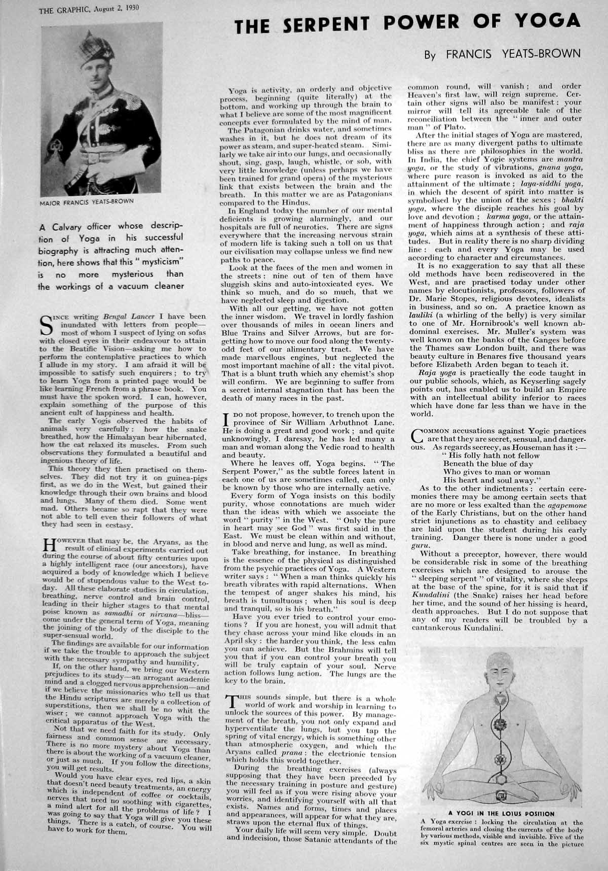 Old 1930 Major Francis Yeats-Brown Yogi Lotus Position Television B.B 20th