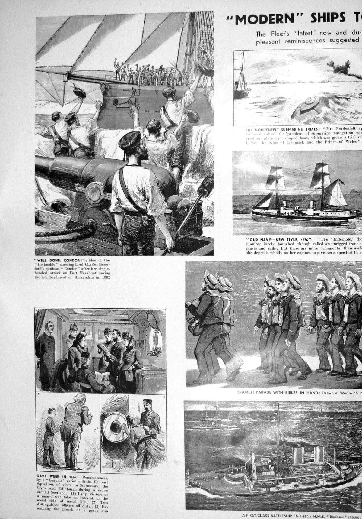 Old 1930 War Ships Benbow Navy Sailors Inflexible Submarine Victory N 20th