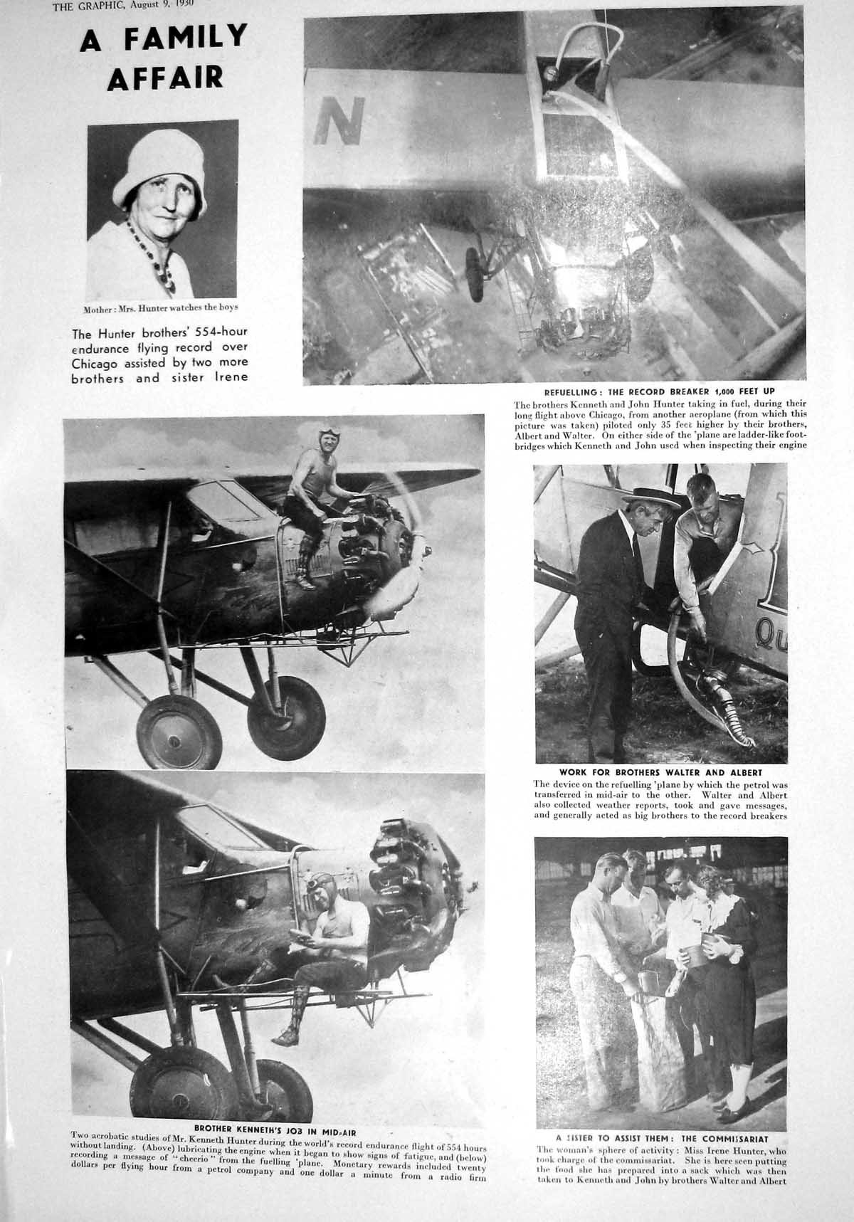Old 1930 Hunter Kenneth John Irene Aeroplane World Record Cowes Clyne 20th