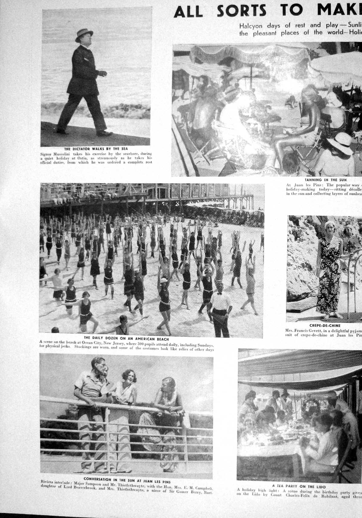 Old 1930 Summer Holiday Mussolini Sampson Thistlethwayte Francis-Geve 20th