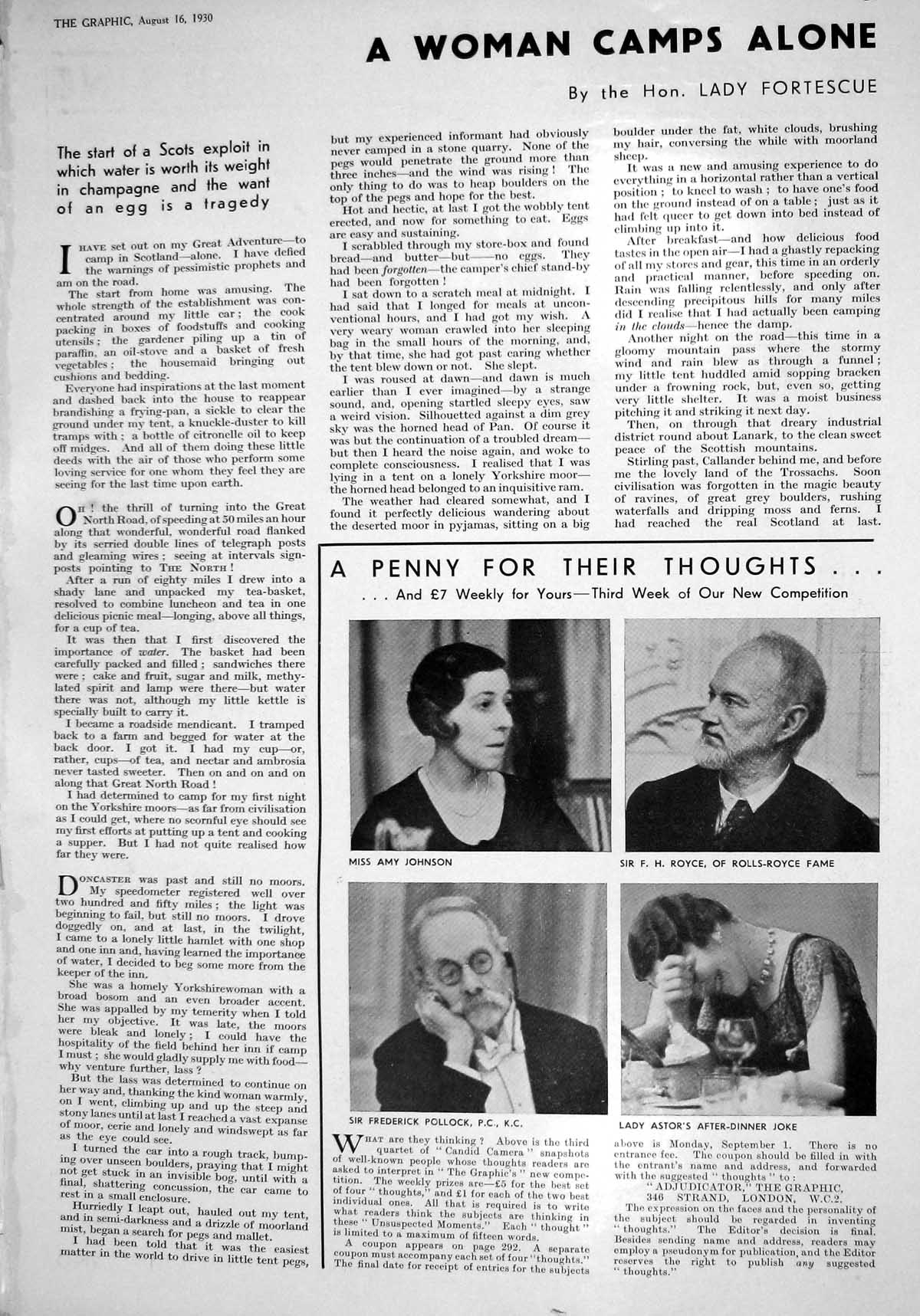 Old 1930 Amy Johnson Royce Frederick Pollock Lady Astor Shooting York 20th