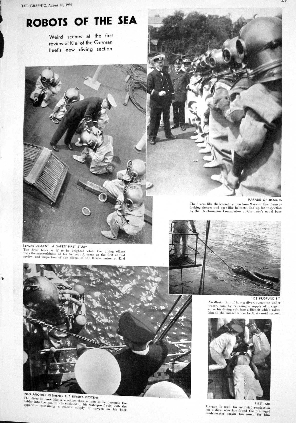 Old 1930 German Diving Robots Navy Reichsmarine Kiel Diego Martelli B 20th