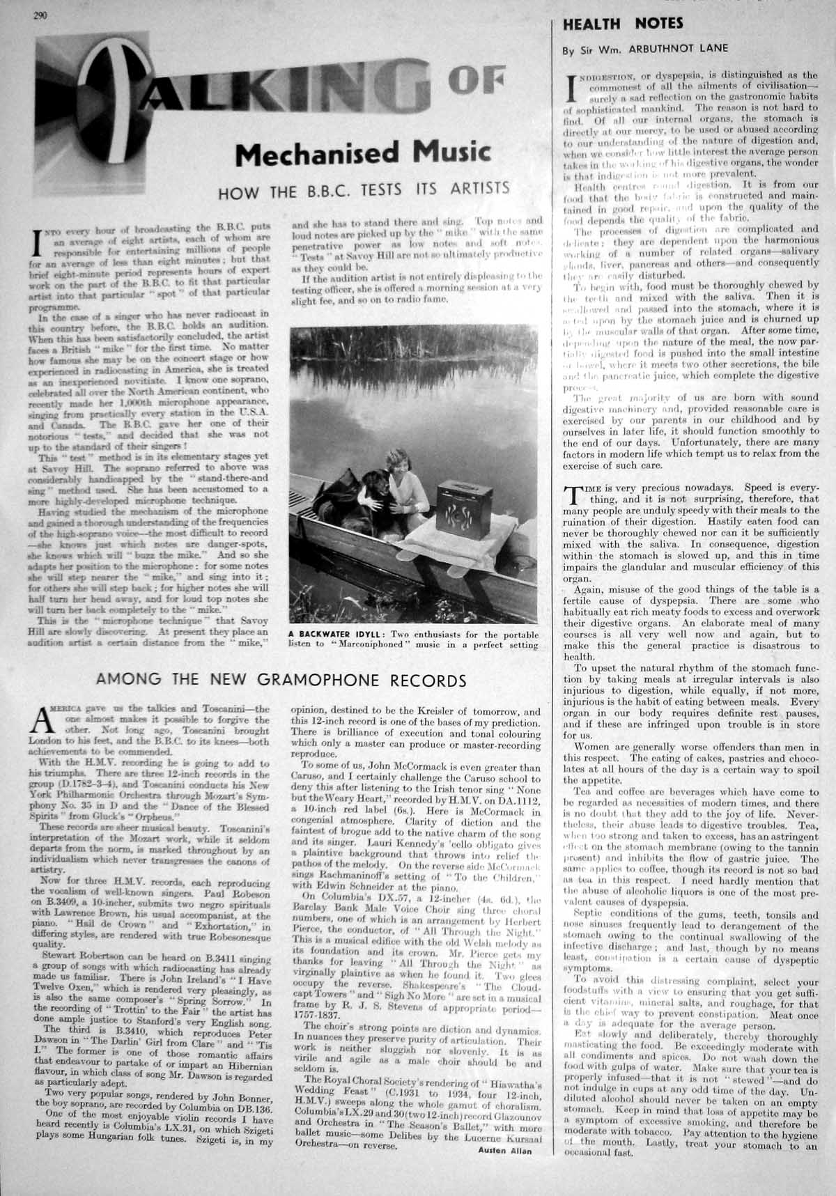 Antique Print 1930 Lady Dog River Boat Marconiphoned Music Wills Cigarettes