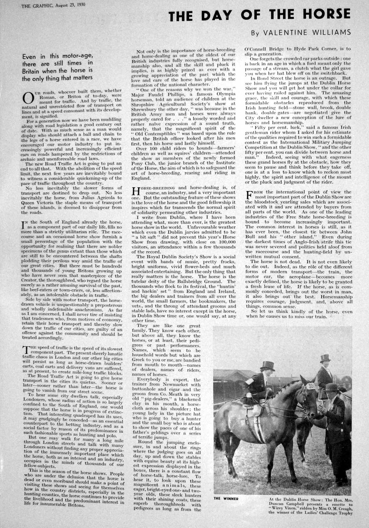 Old 1930 Dublin Horse Show Duncan Campbell Vixen Creagh Autori Edinbu 20th