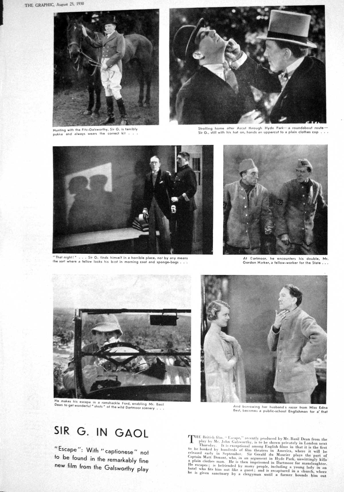 Old 1930 Hunting Horses Fitz-Galsworthy Gordon Harker Basil Dean Bron 20th